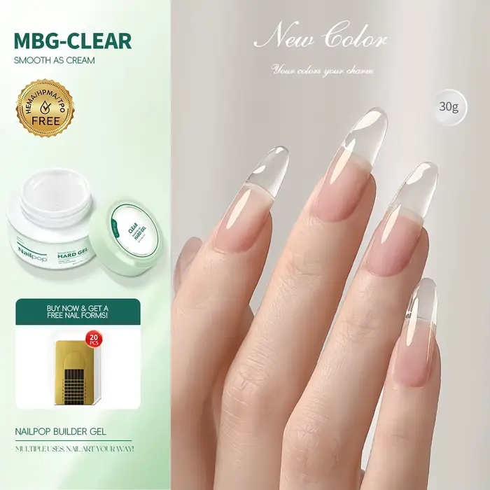 Nailpop 30/100g Gel dur laiteux lisse UV Gel pour ongles pour Extension rapide longue durée tremper 
