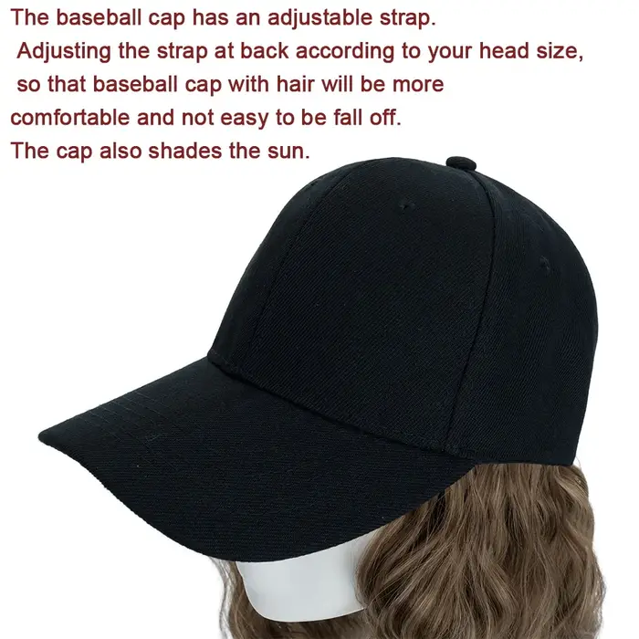 Benehair chapeau perruque pour femmes 8 pouces vague casquette de baseball