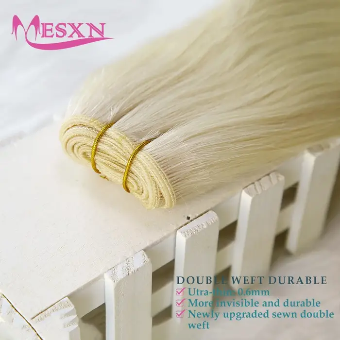 MESXN Extensions de trame de cheveux paquets européens Remy 100% Extension