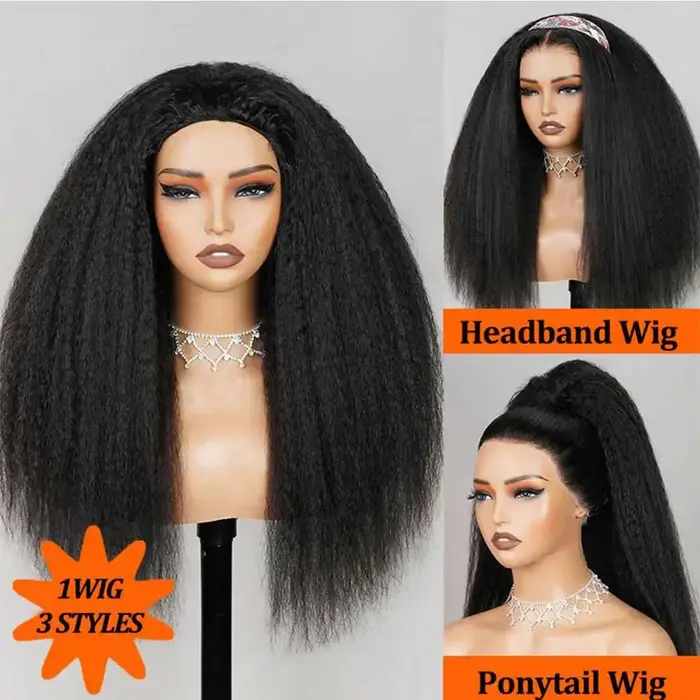 Demi-perruque de cheveux humains 3 en 1