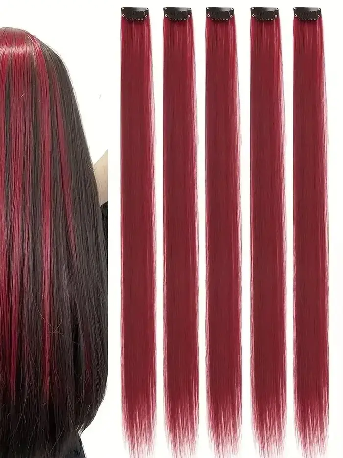 Extensions de cheveux scintillantes à trois couleurs, Extensions capillaires synthétiques arc-en-cie
