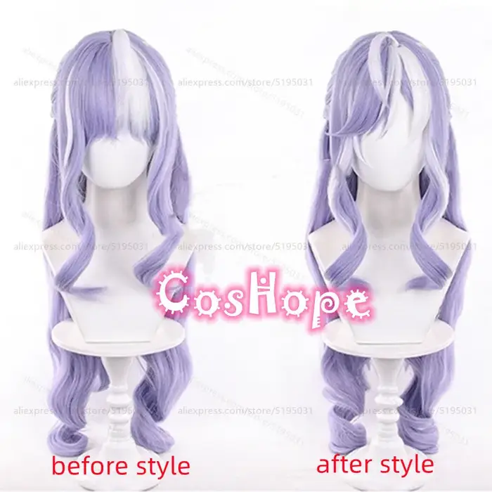 ZZZ Vivian Cosplay perruque 80 cm longue bouclée violet blanc