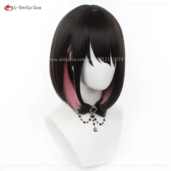 Ellen Joe Cosplay perruque 32 cm/35 cm noir bleu mixte Rose rouge résistant à la chaleur cheveux synthétiques Anime