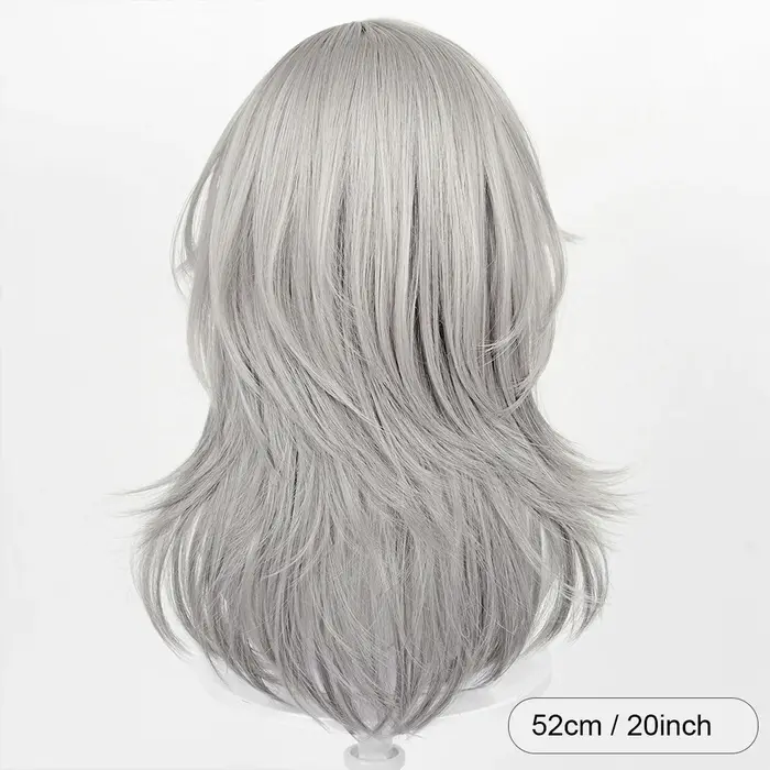 Perruque synthétique grise longue et lisse pour femmes, perruque moelleuse résistante à la chaleur p