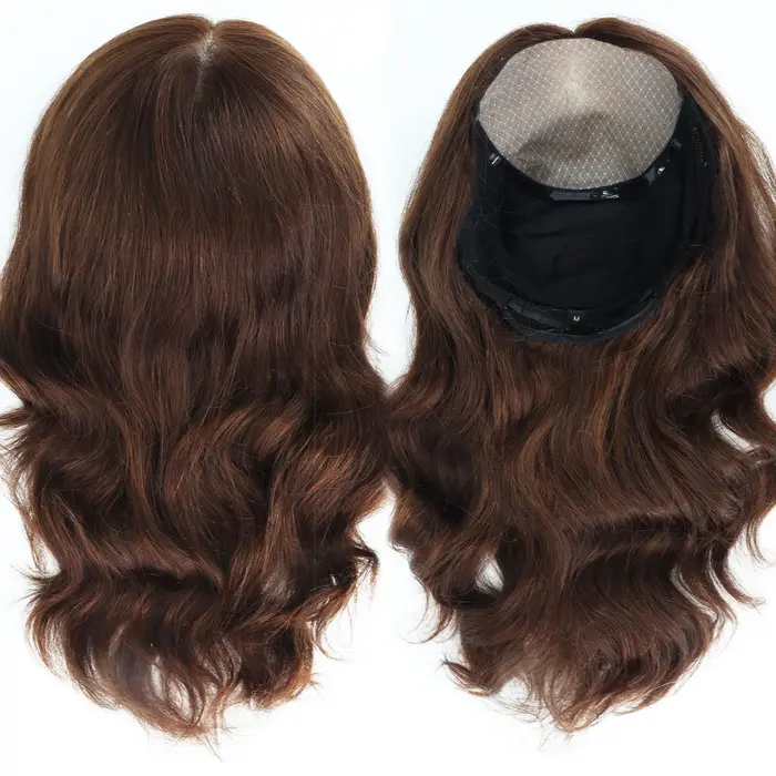 Nouvelle perruque ondulée en soie pour femmes 6x6" Remy européenne #