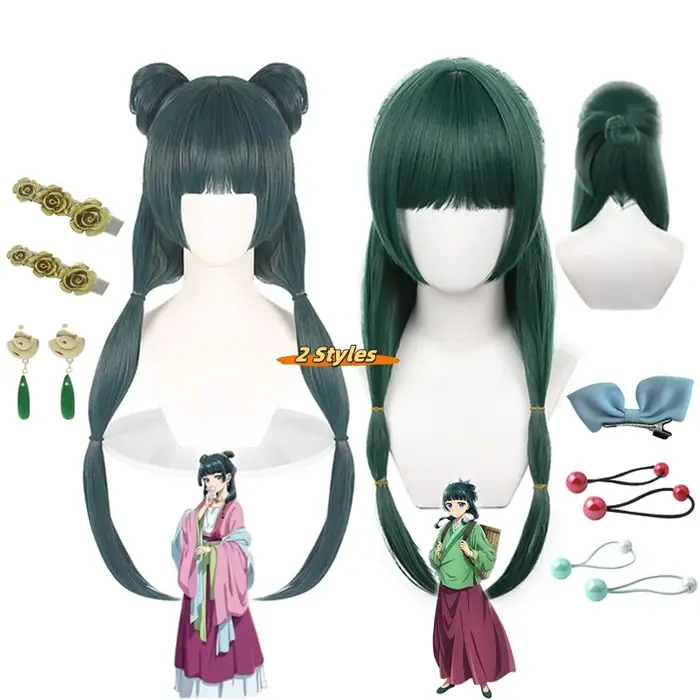 Maomao Cosplay perruque synthétique Anime les journaux d'apothicaire cheveux verts 2 Styles Kusuriya no Hitorigoto