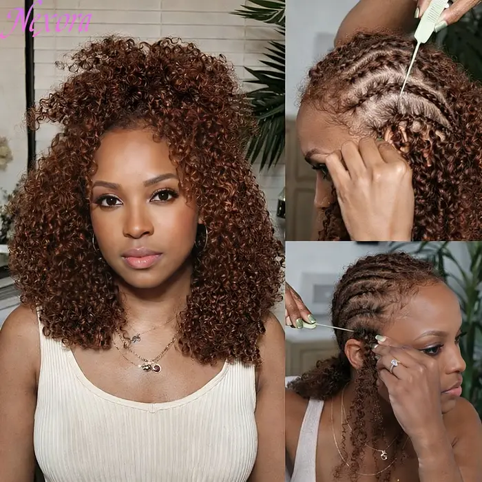 Nexora Cheveux Humains au Crochet Brun Chocolat Ondulations Profondes et Ondulations d'Eau Pré-boucl
