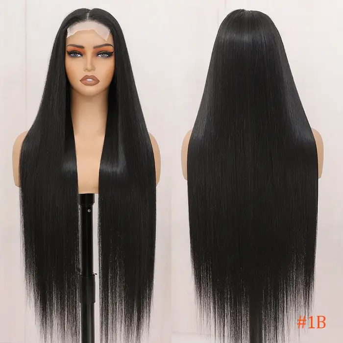 Perruque Lace Wig synthétique lisse 4x4 de 36 pouces, perruques en Fiber de haute température à refl