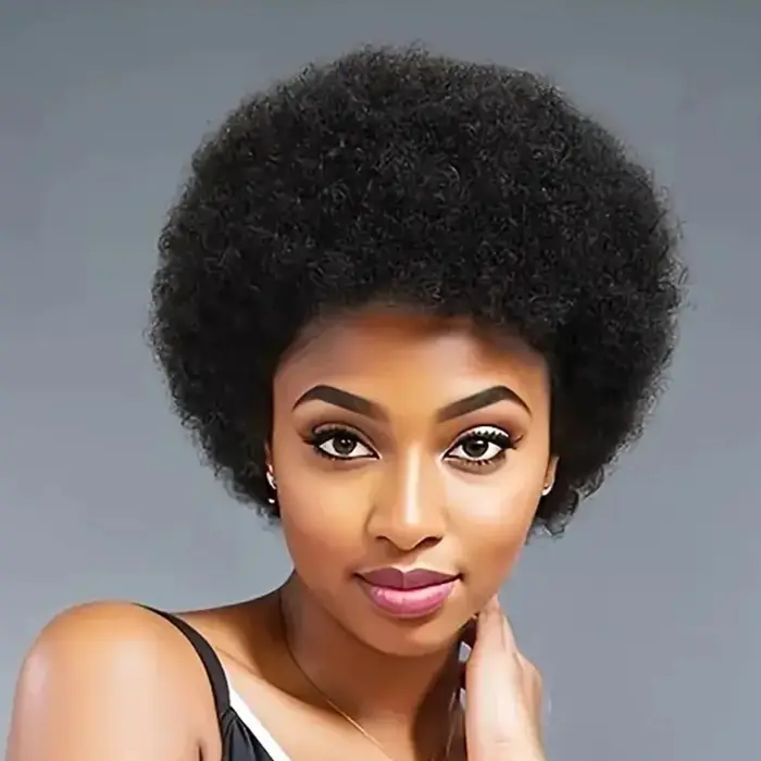 Perruques en cheveux humains afro bouclés pour femmes noires, cheveux brésiliens, noir naturel, coup