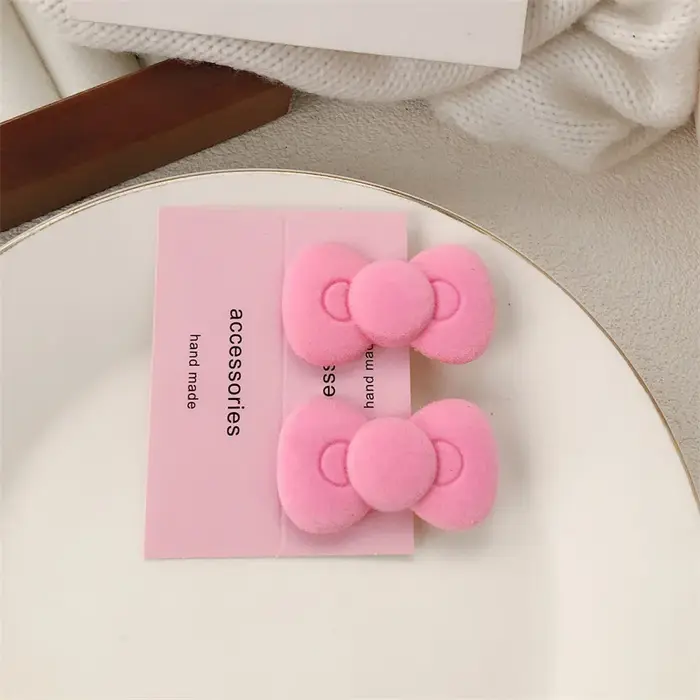 Ensemble de pinces à cheveux avec nœud en velours pour filles, 2 pièces, Clips latéraux mignons en f