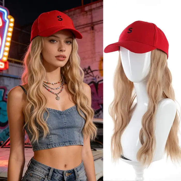 Casquette de baseball pour femme avec perruque intégrée