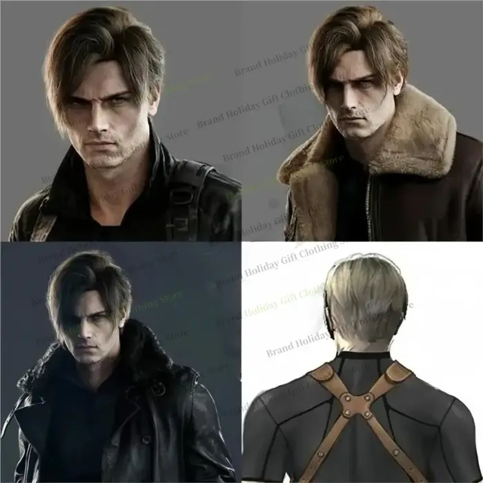 Perruque de cosplay Re9 REQ Leon 2026 pour homme