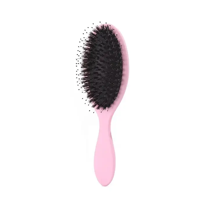 Brosse à cheveux en poils de sanglier à finition mate avec dents en nylon pour extensions, brosse co
