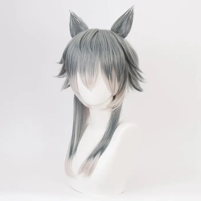 Perruque de Cosplay Anime BEASTARS Legoshi avec oreilles de loup, bêtes personnalisées, dégradé de couleurs, perruques de cheveux résistantes à la chaleur + bonnet de perruque