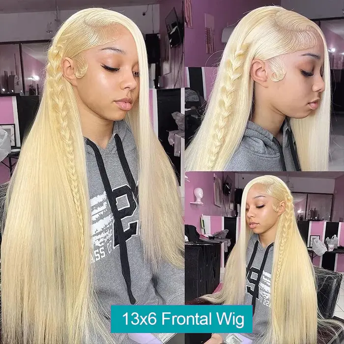 13x4 13x6 HD Transparent pleine dentelle frontale perruques 613 Blonde couleur droite perruque de cheveux humains avant