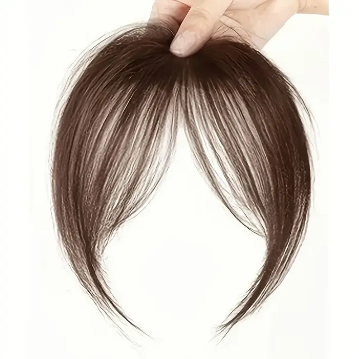 Extensions de cheveux synthétiques à clipser pour la partie frontale, avec frange à raie centrale, n