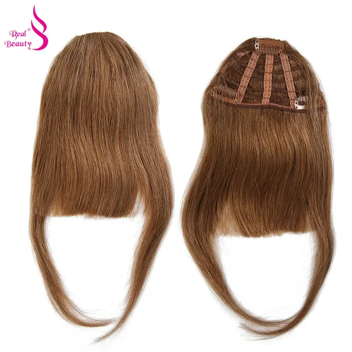 Perruque brésilienne Remy avec frange à clipser
