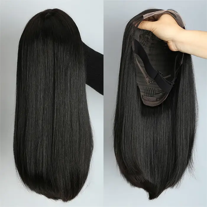 Perruque Lace Front Wig naturelle brise, cheveux humains lisses, très Double tirage, haute densité, 
