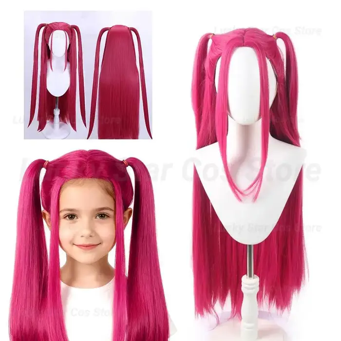 Film animé k-pop chasseur Zoey Rumi Mira Cosplay perruque Halloween femme Rose violet résistant à la chaleur fibre