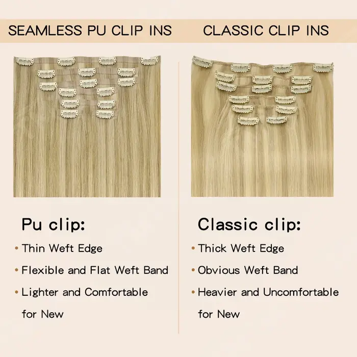 Extensions de cheveux invisibles en PU 100% brésiliennes
