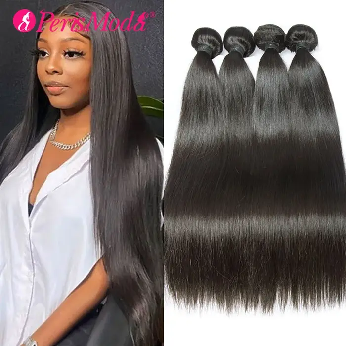 Tissage en lot brésilien 100% naturel lisse, 32 pouces, Extension de cheveux vierges, 1/3/4 pièces,