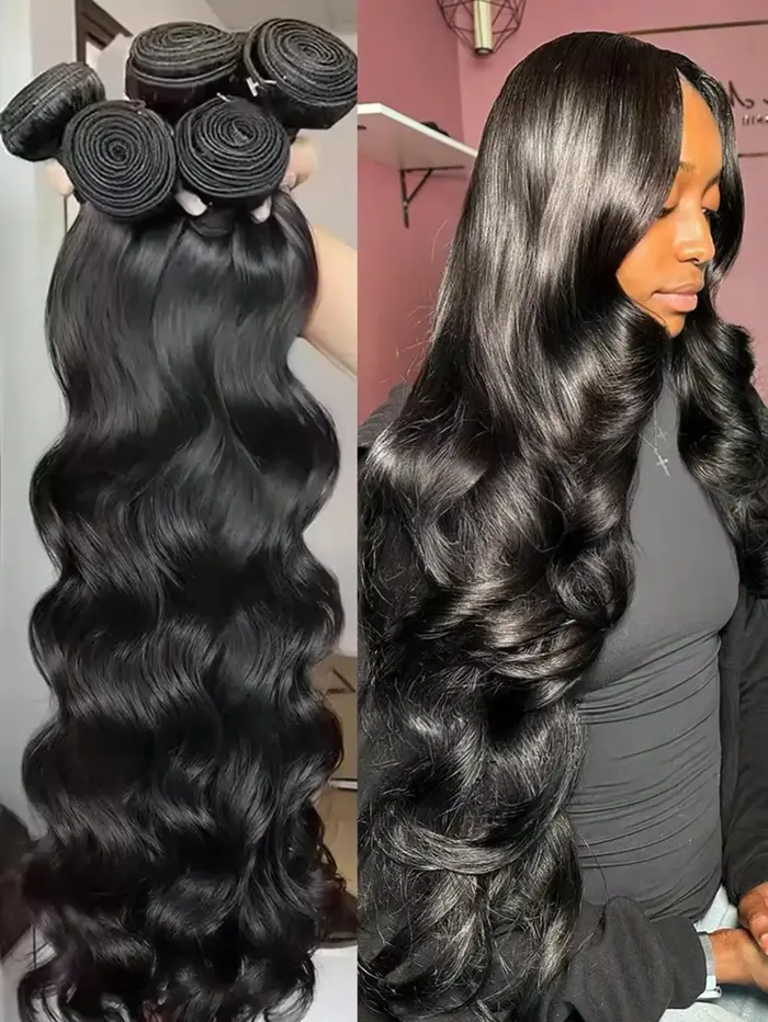 Extensions de cheveux humains brésiliens vierges non traités, ondulés, 26, 28, 30, 32 pouces, 4 paqu