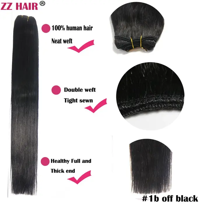 ZZHAIR 100% Extensions de cheveux humains 16 "-24" tissage de trame de cheveux Remy fait à la Machin