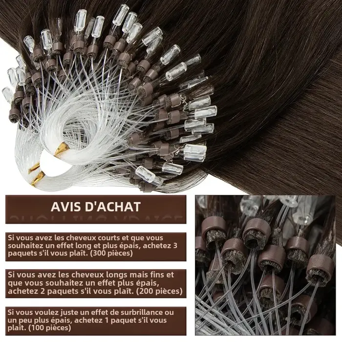 S-noilite 0.5g Micro boucle Extensions de cheveux humains extrémité saine