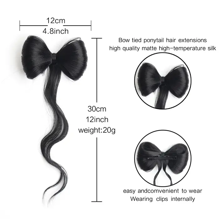 Extensions capillaires synthétiques en forme de pince à griffes avec nœud papillon