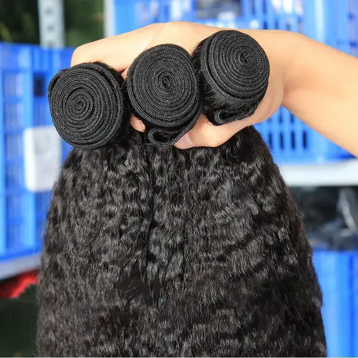 Extensions de cheveux humains vierges bruts péruviens, lisses et crépus, tissage à coudre, 3 à 4 paq