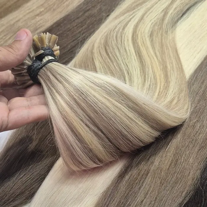 Extensions de cheveux humains à pointe plate en kératine