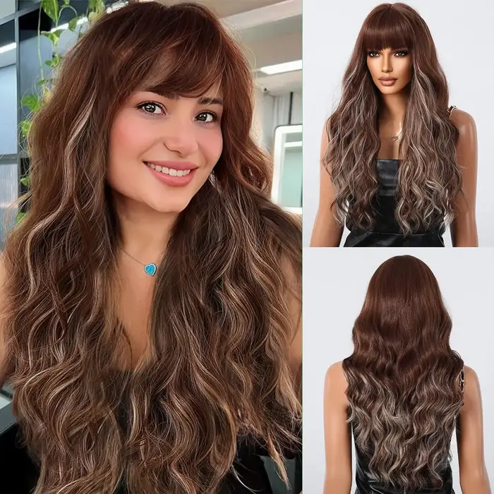 EASIHAIR – perruques synthétiques longues ondulées et bouclées à reflets bruns pour femmes