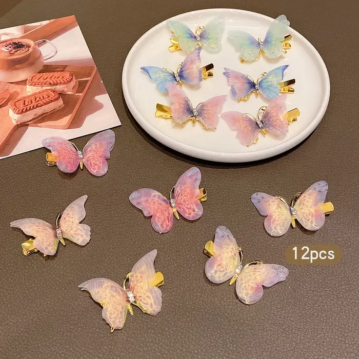 12 pinces à cheveux papillon vent doux