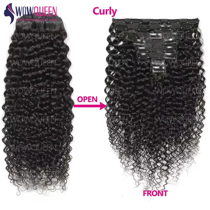 Extensions de cheveux humains bouclés afro crépus à clipser