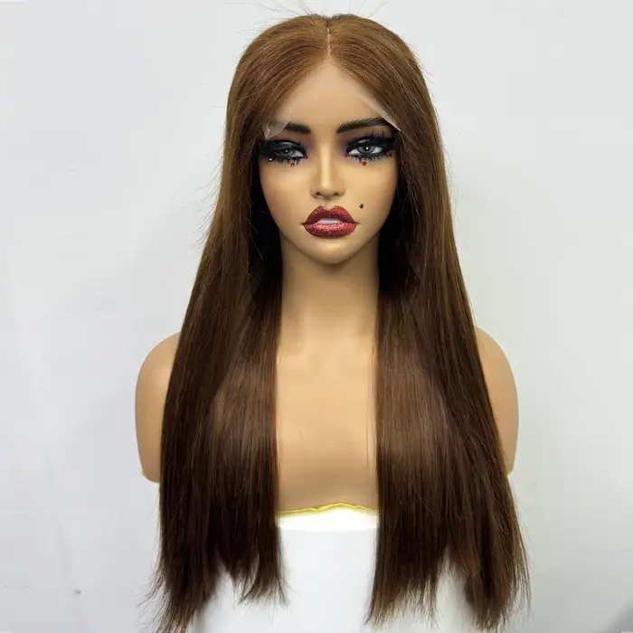5x5 dentelle transparente sans colle perruque de cheveux humains 300% densité 24 pouces Double os de