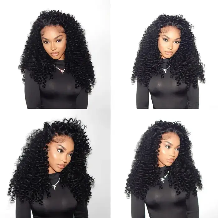 Demi-perruque cheveux humains vague profonde 3 en 1