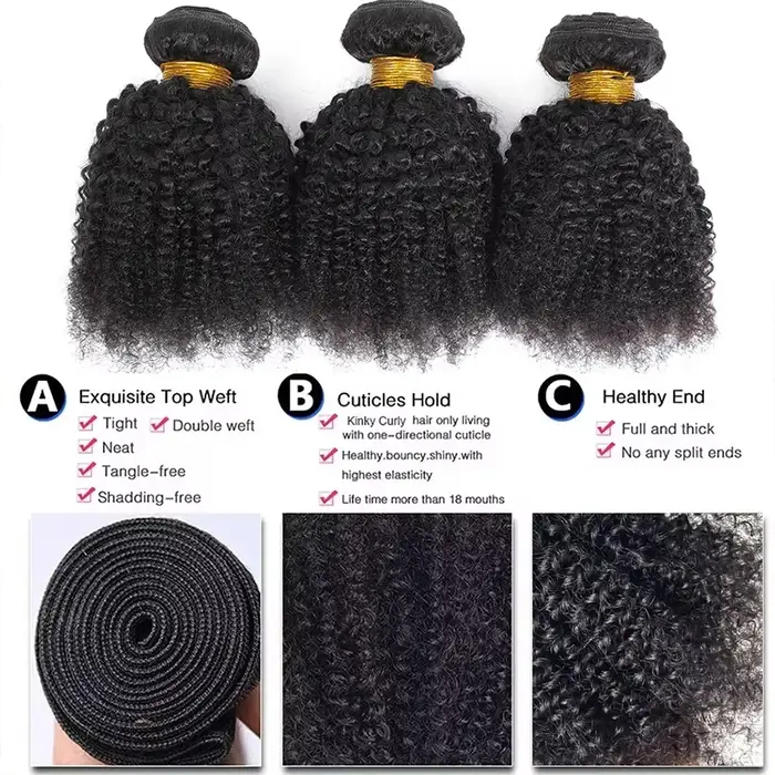 Extensions de Cheveux Humains Afro Crépus Bouclés
