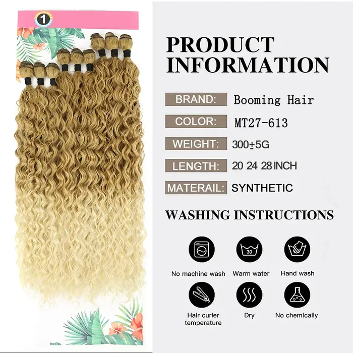 Faisceaux de cheveux synthétiques bouclés pour femmes