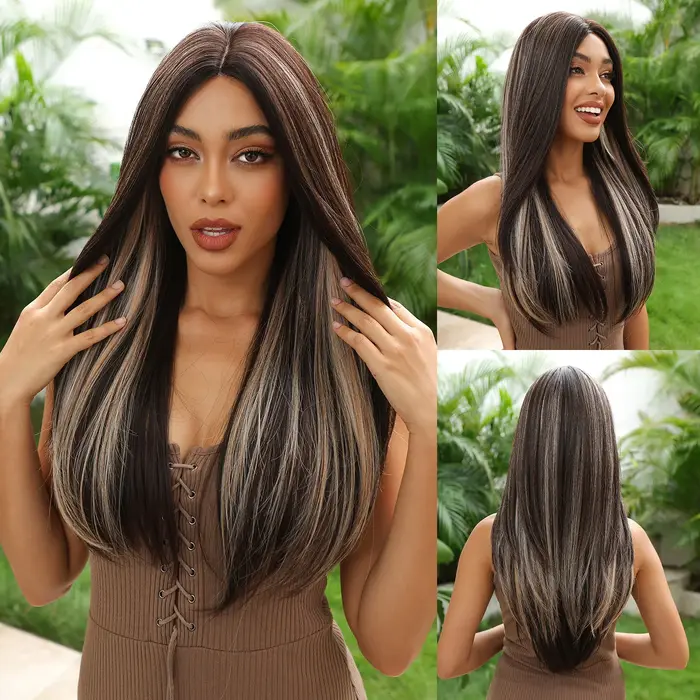 Perruque Lace Front Wig synthétique lisse et longue
