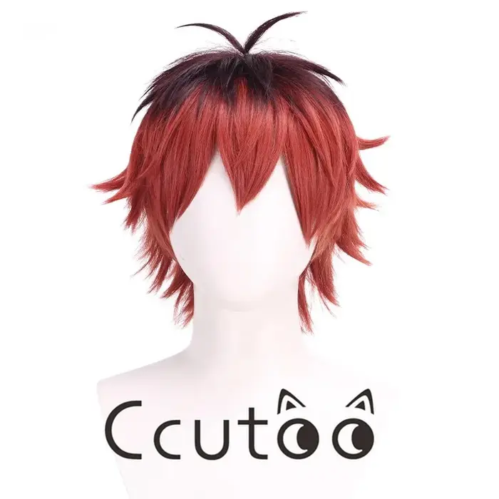 Nouveau Anime Frieren au funéraire Stark Cosplay perruque marron rouge noir court résistant à la chaleur synthétique cheveux fête perruques + bonnet de perruque