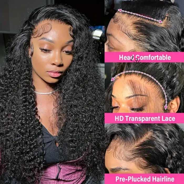 Perruque de cheveux humains bouclés 13x4 style birman Deep Wave