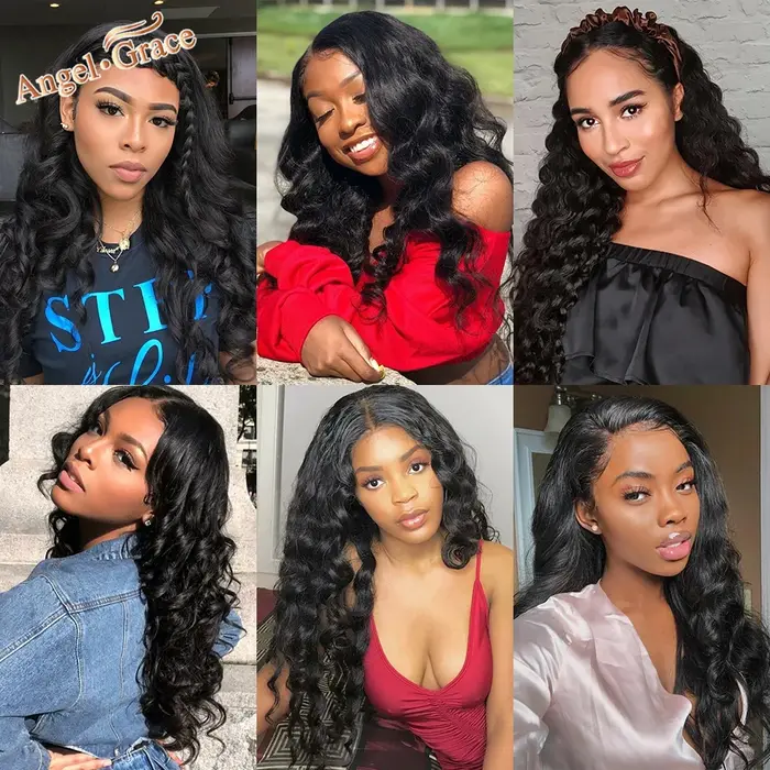 ANGEL GRACE cheveux brésiliens vague de corps 1/3/4 pièces paquets 100% Remy cheveux humains couleur naturelle 8-28 pouces vague paquets Extension 100g