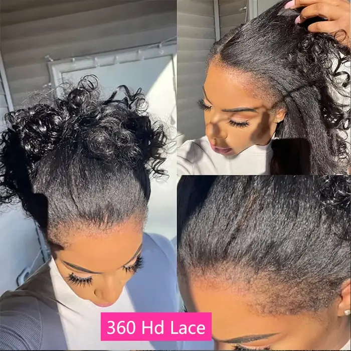 Bon Prix Perruque 360 Lace Frontal Cheveux Humain Kinky Straight Cheveux Humains Full Lace Perruque