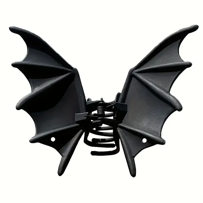 Pince à cheveux chauve-souris gothique Halloween noir mat gothique Style Punk imprimé Animal épingle