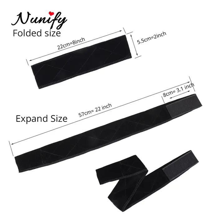 Nunify anti-dérapant doux velours femmes perruque poignées bandeau femmes velours perruque accessoir