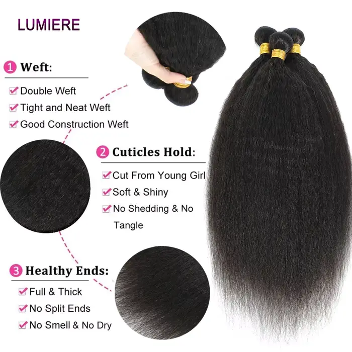 Offre Spéciale : Lots de Cheveux Humains Raides Kinky Yaki – Extensions Brésiliennes Vierges Naturel