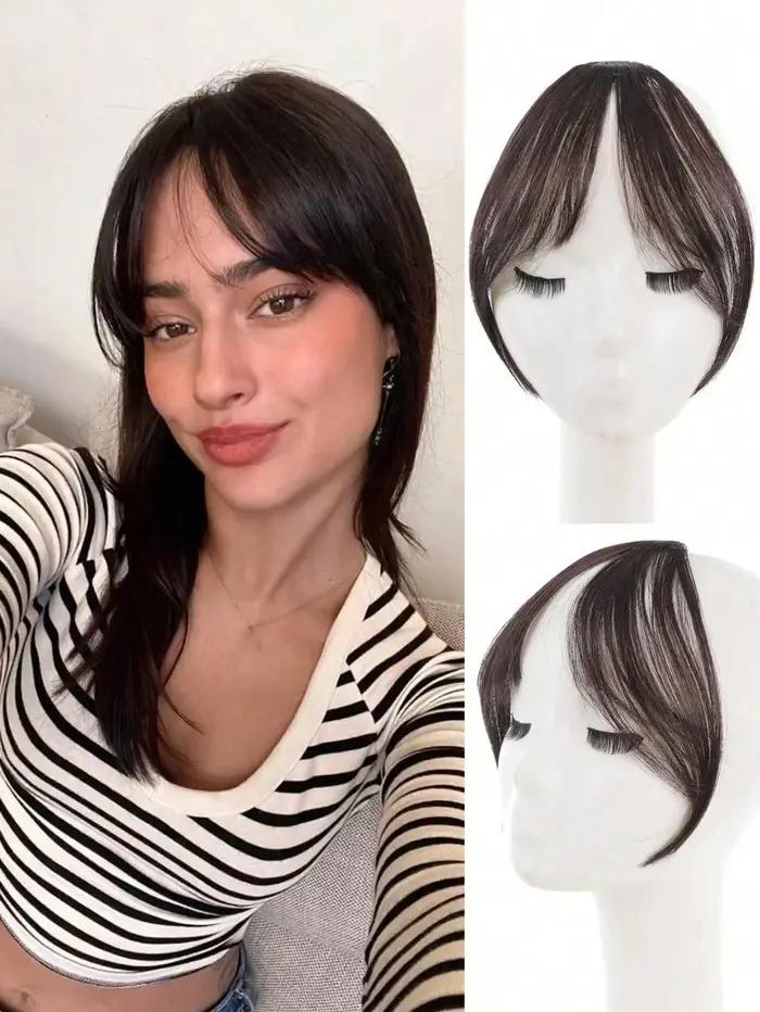 Synthèse perruque partie centrale frange Extensions de cheveux pince devant naturel sans couture français Oblique