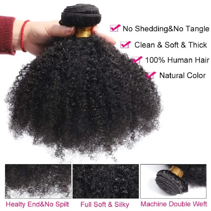 Afro crépus bouclés paquets de cheveux humains affaire brésilienne 1/3