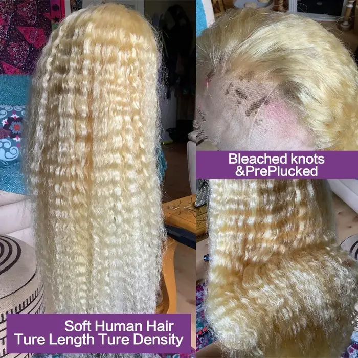 613 Hd dentelle frontale perruque 13X6 Blonde bouclés eau vague profonde