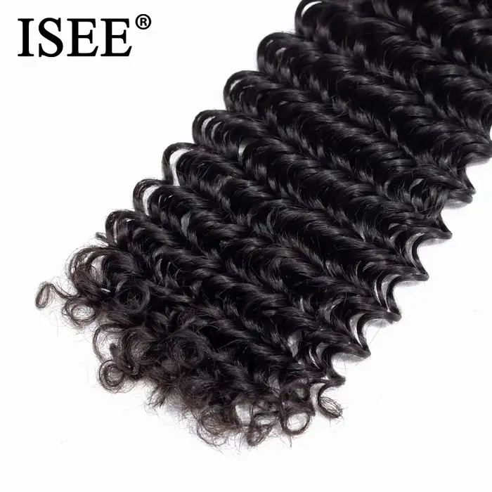 Tissage en lot Deep Wave brésilien 100% naturel-ISEE HAIR, extension de cheveux, lots de 3/4